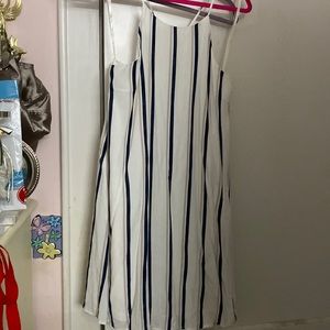 Taupe, Navy, and White Stripe Dress